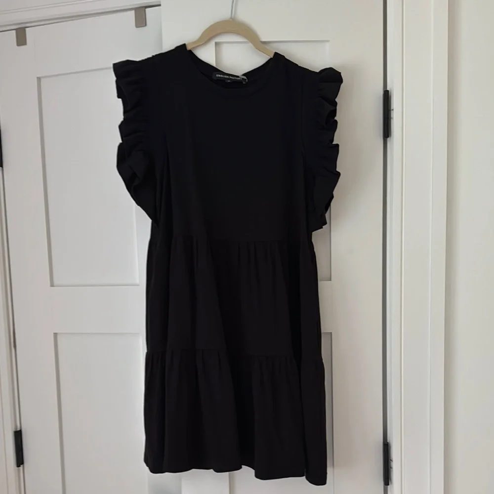 English Factory Black Ruffle Sleeve Dress - Picture 2 of 8